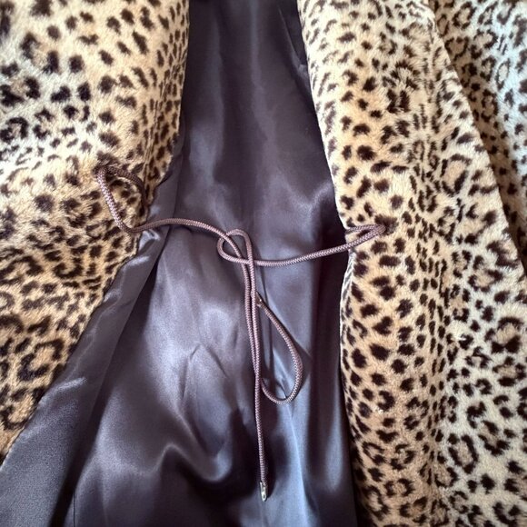 Vintage Marvin Richards Leopard Cheetah Faux Fur Swing Coat Oversized XS USA - Picture 7 of 15